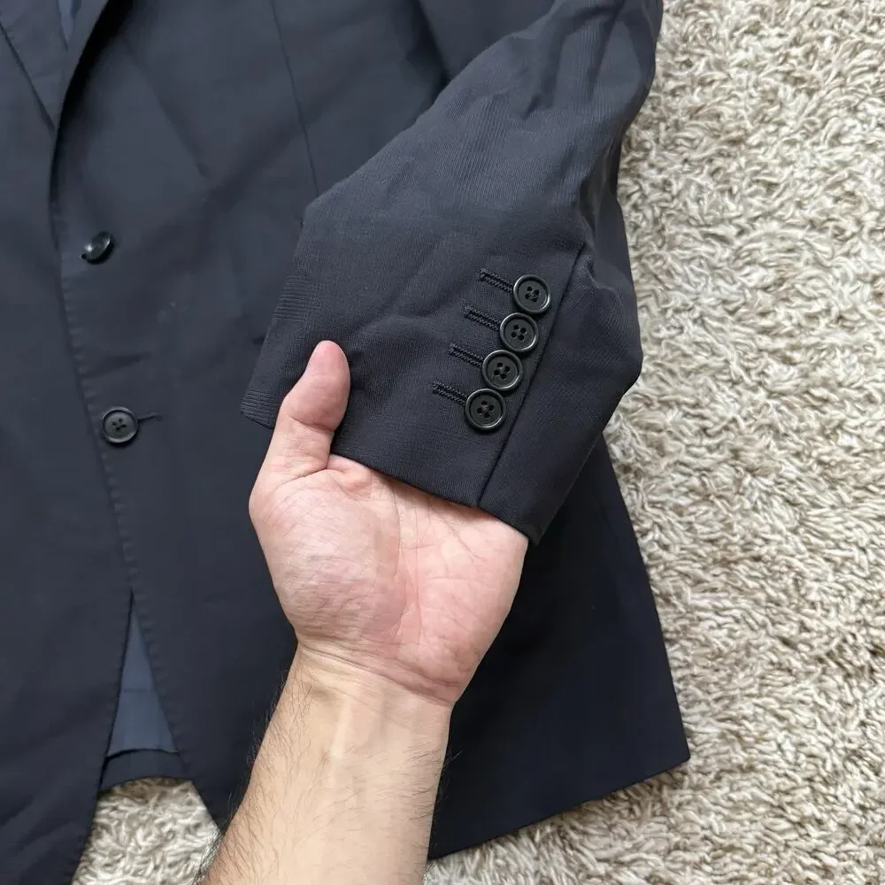 Vintage Armani Collezioni Giorgio Black Wool Suit Jacket Blazer Coat Size 40R